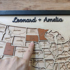 Personalized USA States Puzzle Map(Natural Wood)
