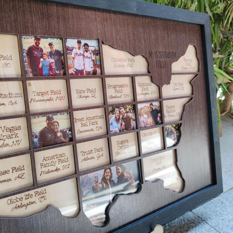 Personalized Baseball Stadium Map Photo Frame