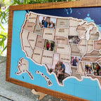 Personalized USA Photo Travel Map - Dark Blue