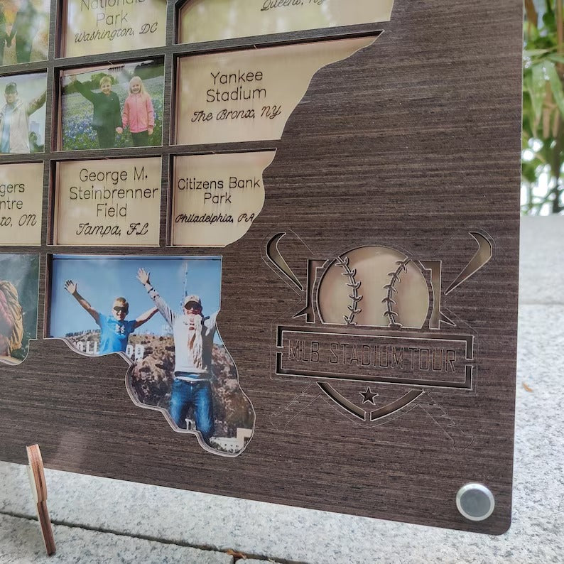 Personalized MLB Stadium Map Photo Frame(3D Raised Lettering)