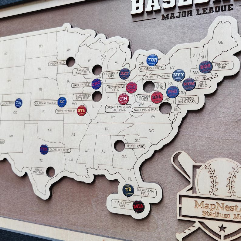 Personalized Baseball Stadium Map | Father's Day Gift for Sports Fans