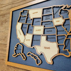 Personalized 50 States USA Travel Map - Custom Color Backboard
