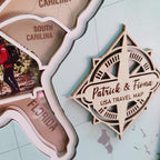 Personalized USA Photo Travel Map - Light Blue