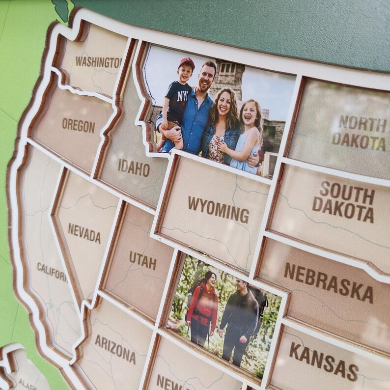 Personalized USA Photo Travel Map - Green