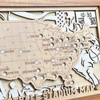 Personalized Basketball Arena Tracker Map – Natural Wood Background