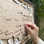 Personalized Soccer Stadium Tracker Map – Natural Wood Background