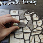 Personalized USA States Puzzle Map(Black Oak)