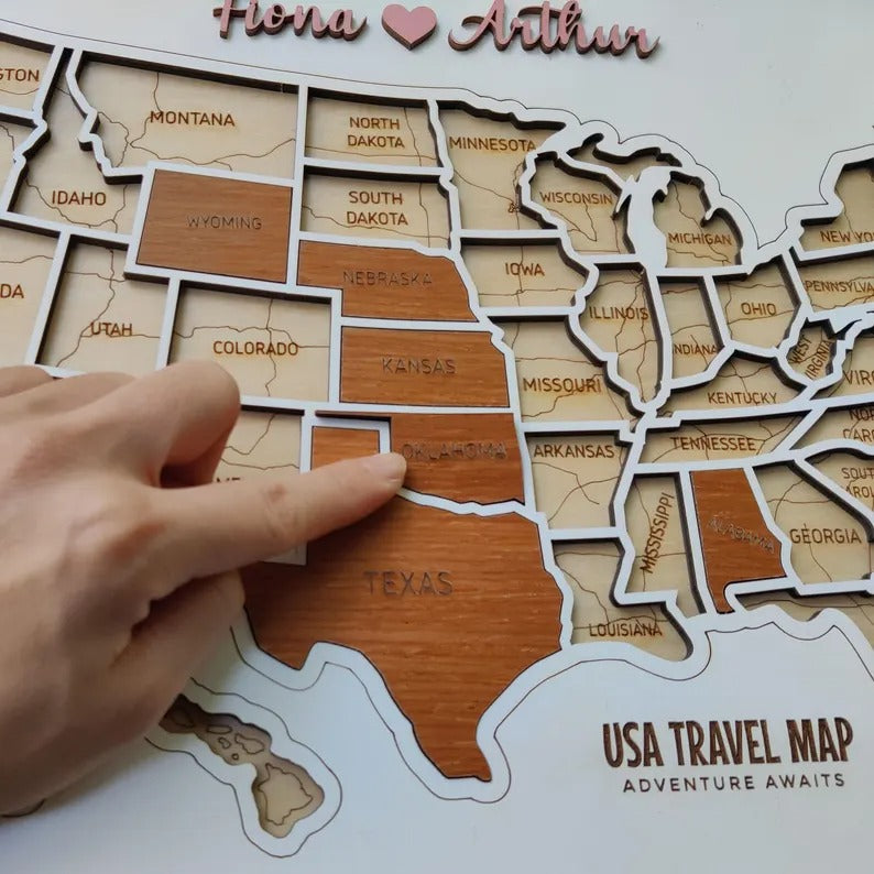 Personalized USA States Puzzle Map(White)
