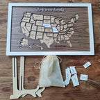 Personalized USA States Puzzle Map(Dark Walnut)