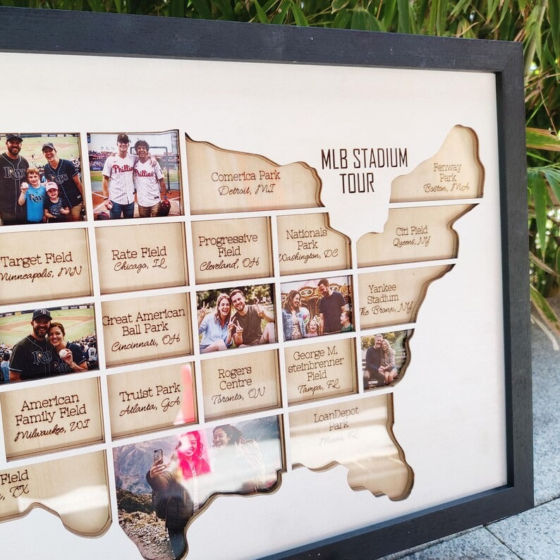Personalized Baseball Stadium Map Photo Frame