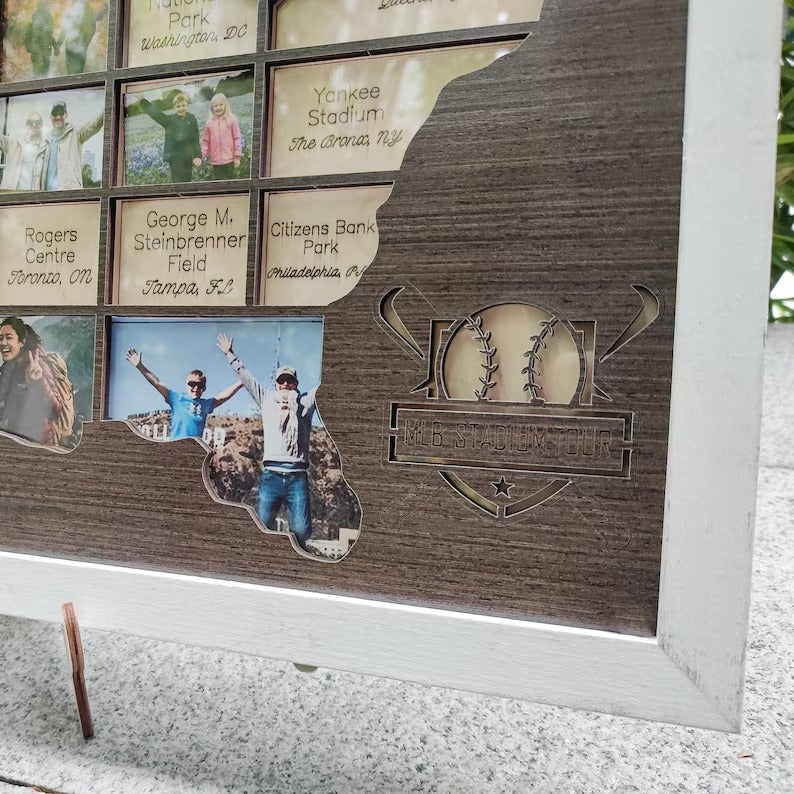 Personalized MLB Stadium Map Photo Frame(3D Raised Lettering)