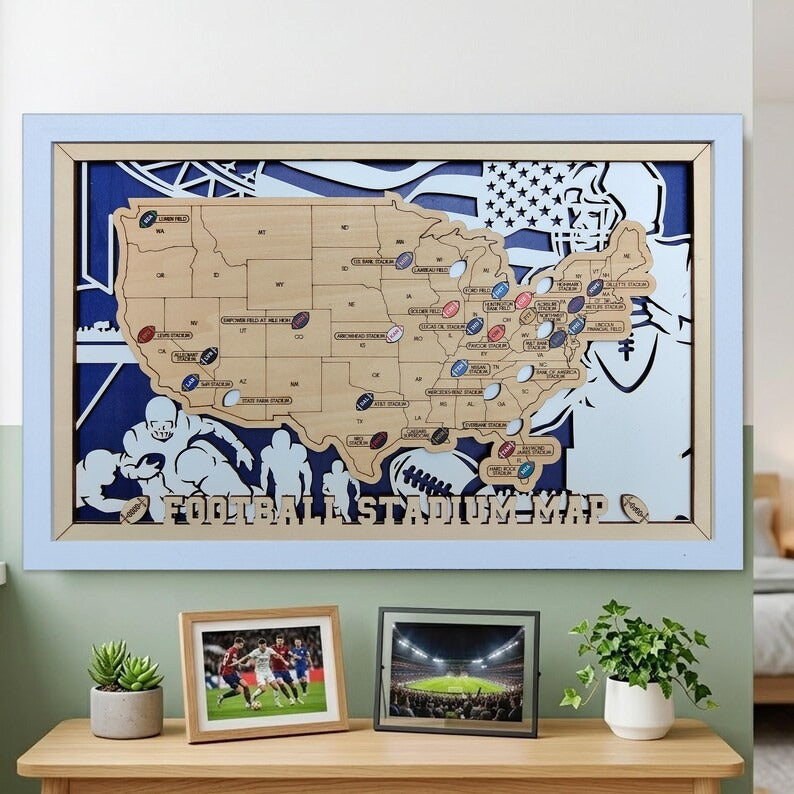 Custom NFL Stadium Map with Team Name & Logo | Football Fan Wall Art
