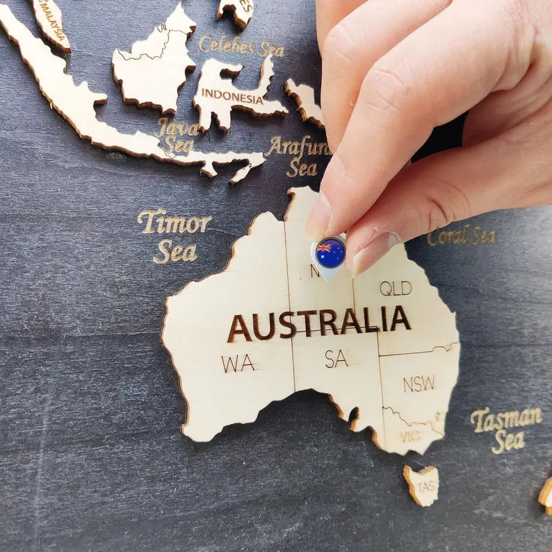 Premium Framed Wooden World Map Wall Art