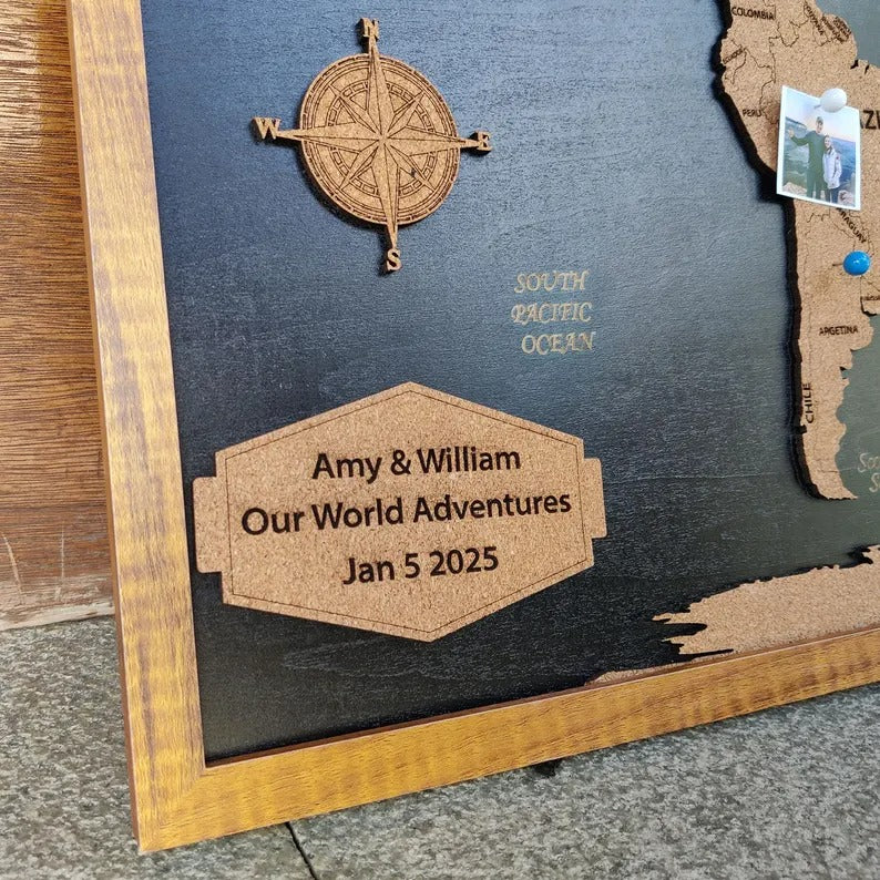 Premium Framed Wooden World Map Wall Art