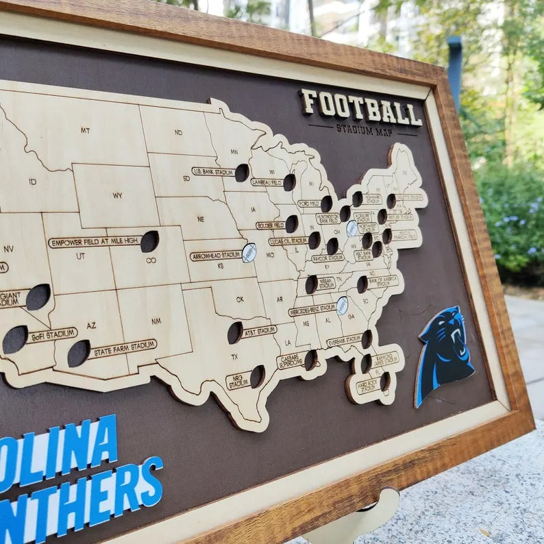 Personalized Football Stadium Tracker Map – Vintage Brown Background