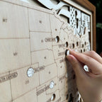 Personalized Basketball Arena Tracker Map with Nameplate – Natural Wood Background