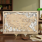 Personalized Basketball Arena Tracker Map – Natural Wood Background