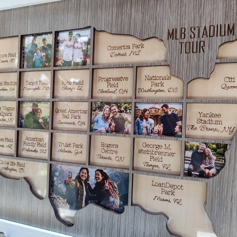 Personalized Baseball Stadium Map Photo Frame