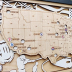 Personalized Wooden MLB Stadium Map with Engraved Nameplate & Team Logo Pins
