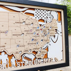 3D Wooden Football Stadium Map | NFL Bucket List Travel Tracker