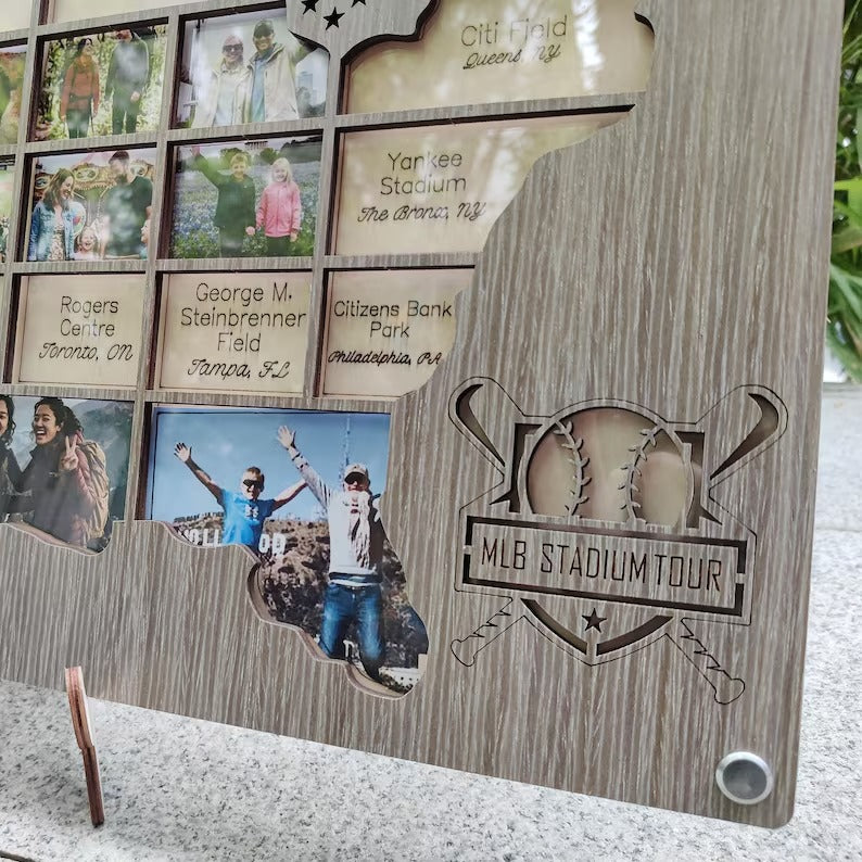 Personalized MLB Stadium Map Photo Frame(Laser Engraved Text)