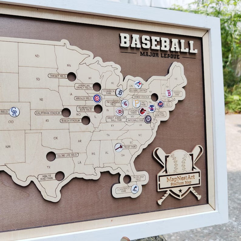 Personalized Baseball Stadium Map | Retirement Gifts