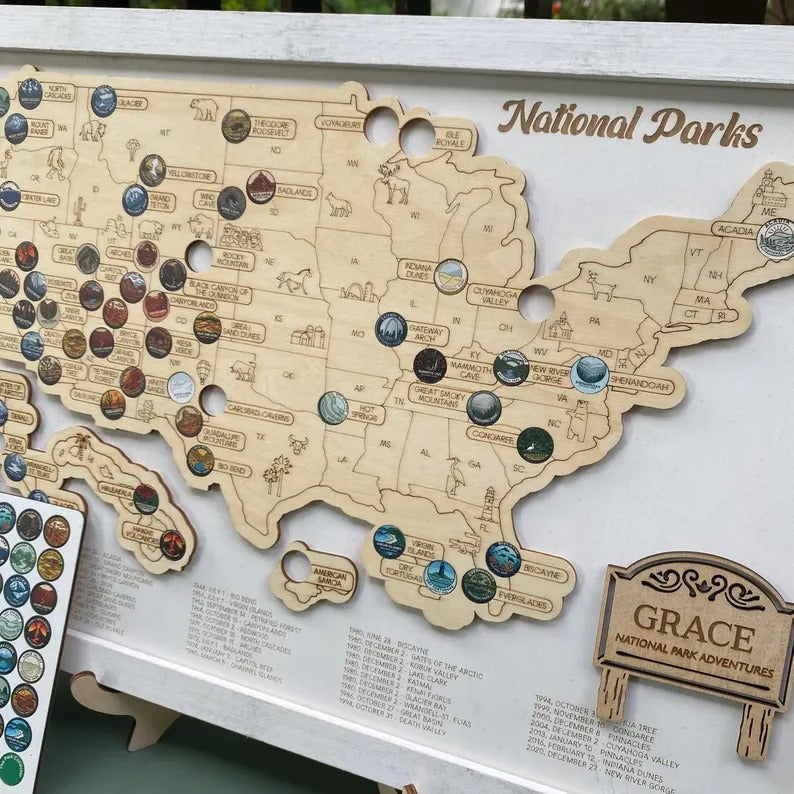 Personalized National Parks Map - Family Trip Gift & Adventure Decor