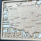 Personalized Hockey Arena Tracker Map – Natural Wood Background