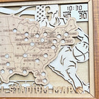 Personalized Basketball Arena Tracker Map – Natural Wood Background