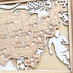 Personalized Soccer Stadium Tracker Map – Natural Wood Background