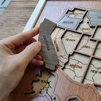 Personalized USA States Puzzle Map(Walnut)
