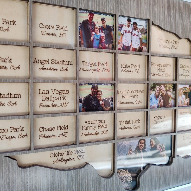 Personalized Baseball Stadium Map Photo Frame