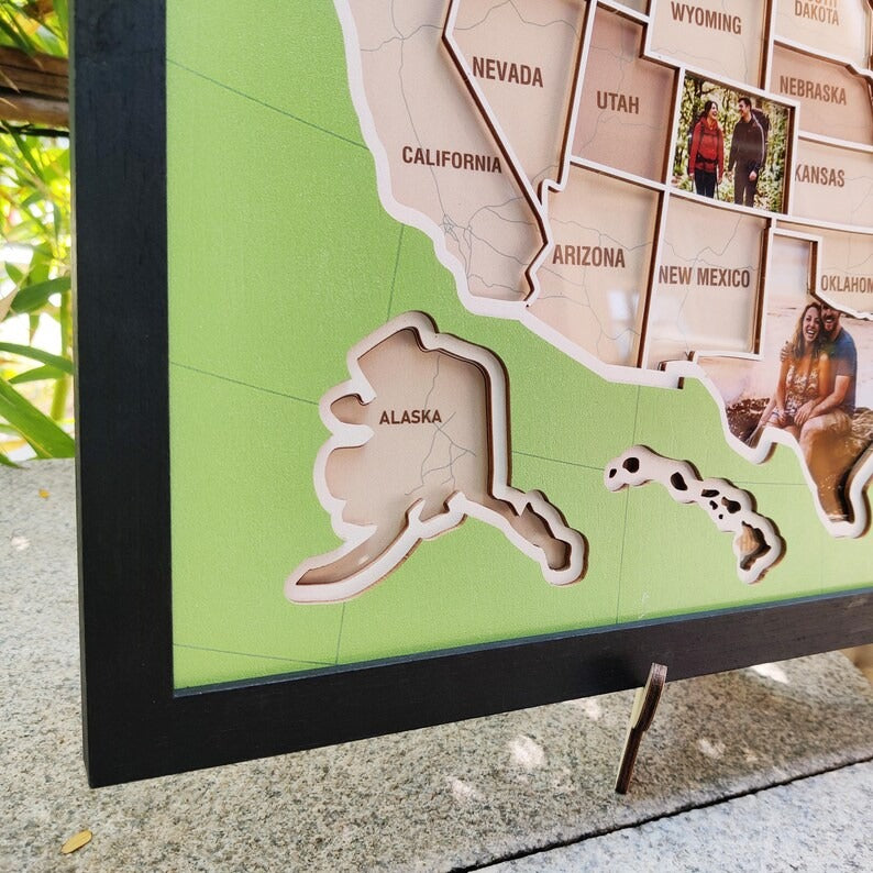 Personalized USA Photo Travel Map - Green
