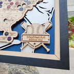 Custom Color MLB Stadium Map with Nameplate & Team Pins