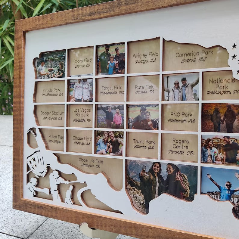 Personalized MLB Stadium Map Photo Frame(Laser Engraved Text)