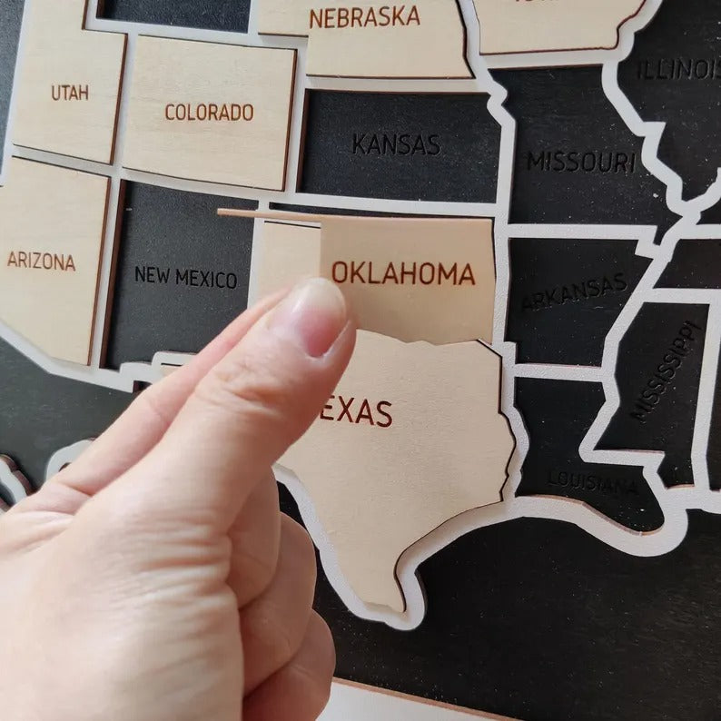 Personalized 50 States USA Travel Map - Custom Color Backboard