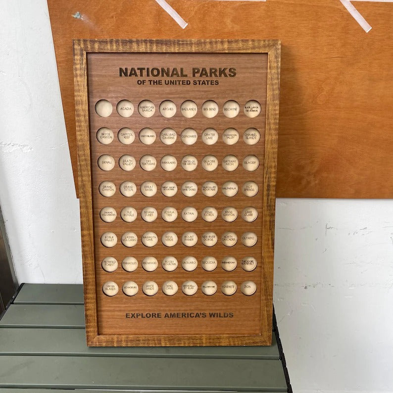 Wooden US National Parks Tracker Board