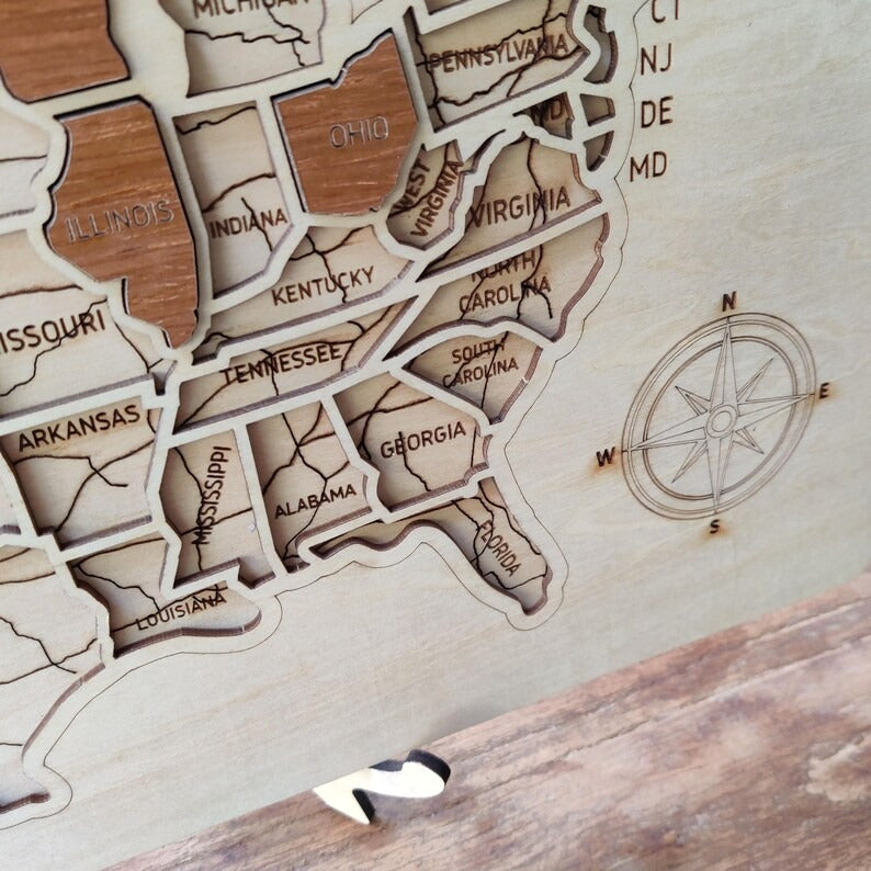Personalized USA States Puzzle Map(Natural Wood)