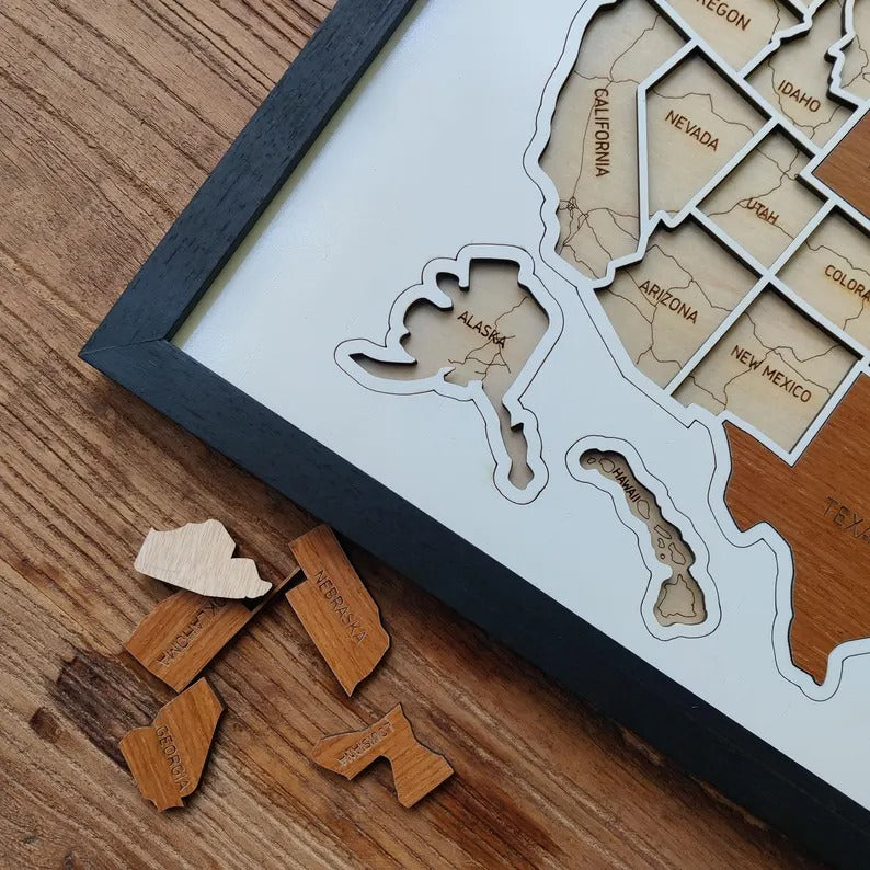 Personalized USA States Puzzle Map(White)