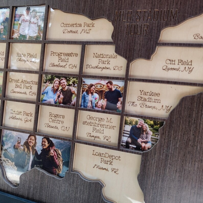 Personalized Baseball Stadium Map Photo Frame