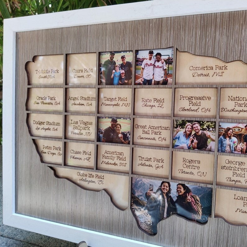 Personalized Baseball Stadium Map Photo Frame