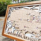 Personalized Wooden MLB Stadium Map with Colorful MLB Team Logo Pins