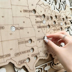 Personalized Basketball Arena Tracker Map with Nameplate – Natural Wood Background
