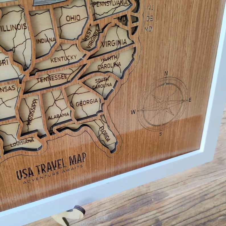 Personalized USA States Puzzle Map(Walnut)