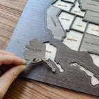 Personalized USA States Puzzle Map(Black Oak)