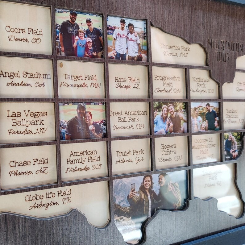 Personalized Baseball Stadium Map Photo Frame