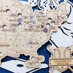 Custom Color MLB Stadium Map with Nameplate & Team Logo Pins