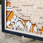 3D Wooden Football Stadium Map | NFL Bucket List Travel Tracker