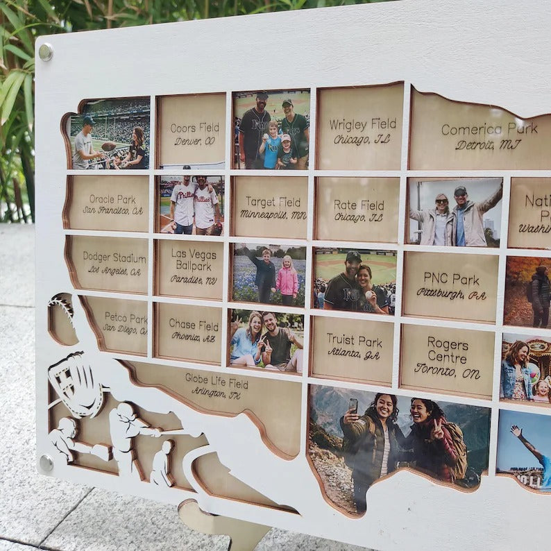 Personalized MLB Stadium Map Photo Frame(Laser Engraved Text)