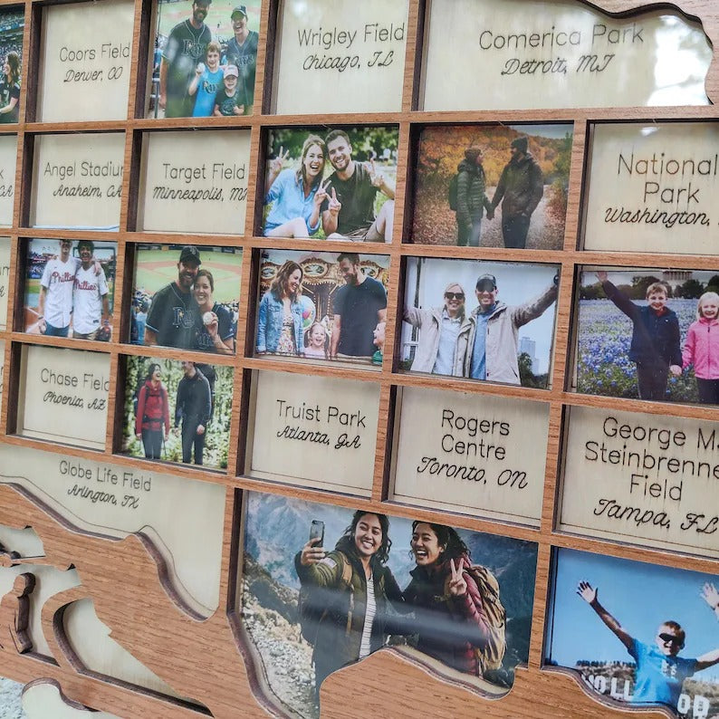 Personalized MLB Stadium Map Photo Frame(3D Raised Lettering)